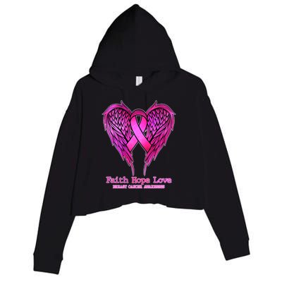 Faith Hope Love Breast Cancer Awareness Galaxy Wings Crop Fleece Hoodie