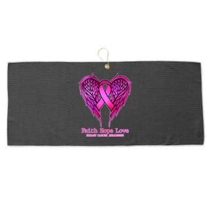 Faith Hope Love Breast Cancer Awareness Galaxy Wings Large Microfiber Waffle Golf Towel