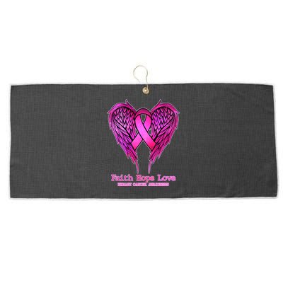 Faith Hope Love Breast Cancer Awareness Galaxy Wings Large Microfiber Waffle Golf Towel