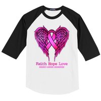 Faith Hope Love Breast Cancer Awareness Galaxy Wings Baseball Sleeve Shirt