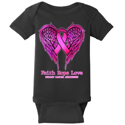 Faith Hope Love Breast Cancer Awareness Galaxy Wings Baby Bodysuit