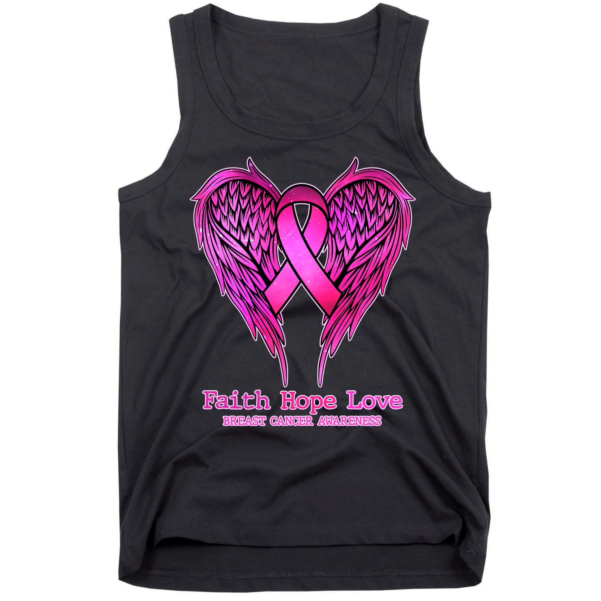 Faith Hope Love Breast Cancer Awareness Galaxy Wings Tank Top