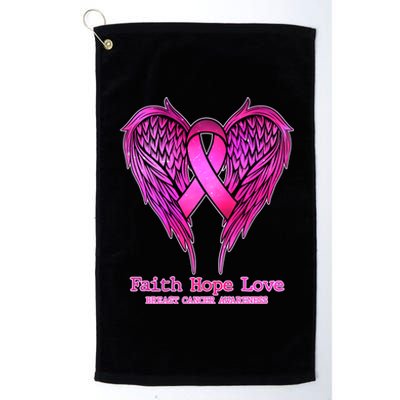 Faith Hope Love Breast Cancer Awareness Galaxy Wings Platinum Collection Golf Towel