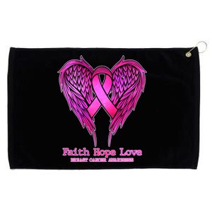 Faith Hope Love Breast Cancer Awareness Galaxy Wings Grommeted Golf Towel