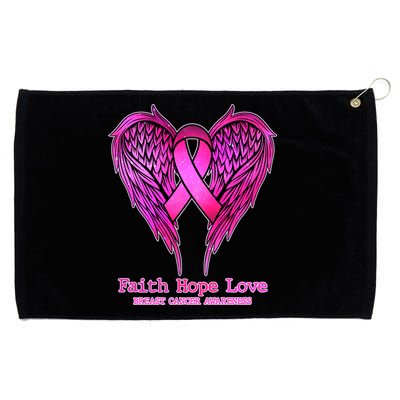 Faith Hope Love Breast Cancer Awareness Galaxy Wings Grommeted Golf Towel