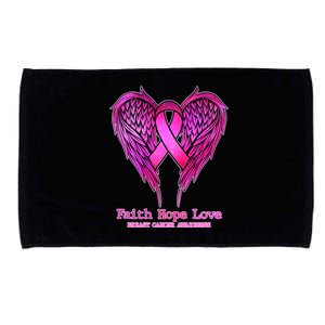 Faith Hope Love Breast Cancer Awareness Galaxy Wings Microfiber Hand Towel