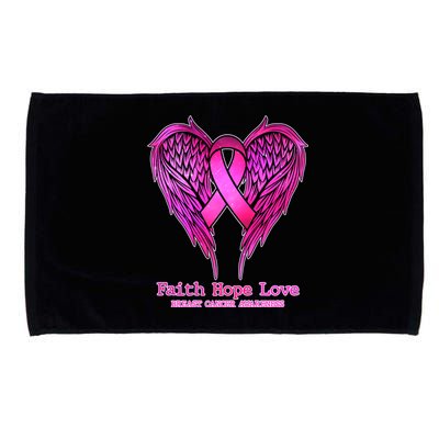 Faith Hope Love Breast Cancer Awareness Galaxy Wings Microfiber Hand Towel