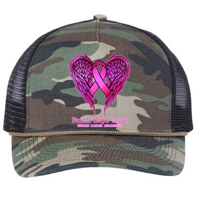 Faith Hope Love Breast Cancer Awareness Galaxy Wings Retro Rope Trucker Hat Cap