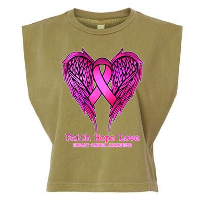 Faith Hope Love Breast Cancer Awareness Galaxy Wings Garment-Dyed Women's Muscle Tee