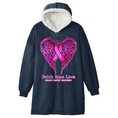 Faith Hope Love Breast Cancer Awareness Galaxy Wings Hooded Wearable Blanket