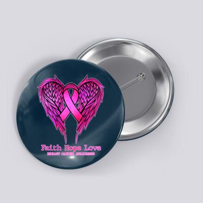 Faith Hope Love Breast Cancer Awareness Galaxy Wings Button