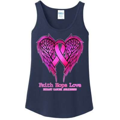 Faith Hope Love Breast Cancer Awareness Galaxy Wings Ladies Essential Tank