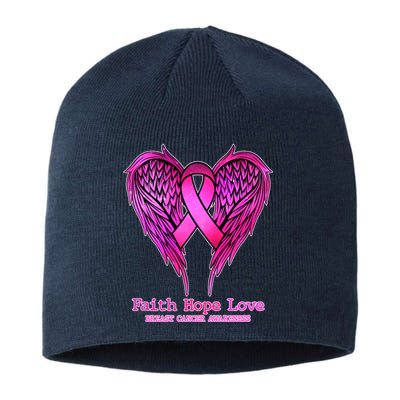 Faith Hope Love Breast Cancer Awareness Galaxy Wings Sustainable Beanie