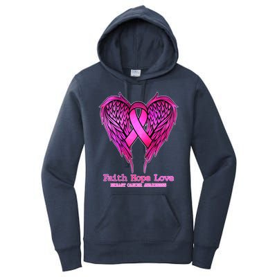 Faith Hope Love Breast Cancer Awareness Galaxy Wings Women's Pullover Hoodie