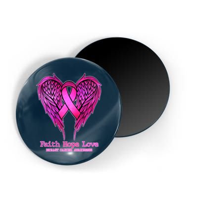 Faith Hope Love Breast Cancer Awareness Galaxy Wings Magnet