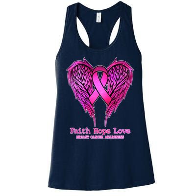 Faith Hope Love Breast Cancer Awareness Galaxy Wings Women's Racerback Tank