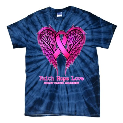 Faith Hope Love Breast Cancer Awareness Galaxy Wings Tie-Dye T-Shirt