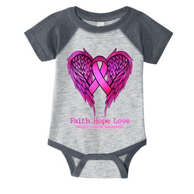 Faith Hope Love Breast Cancer Awareness Galaxy Wings Infant Baby Jersey Bodysuit