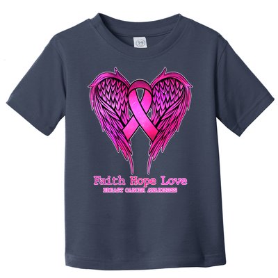 Faith Hope Love Breast Cancer Awareness Galaxy Wings Toddler T-Shirt