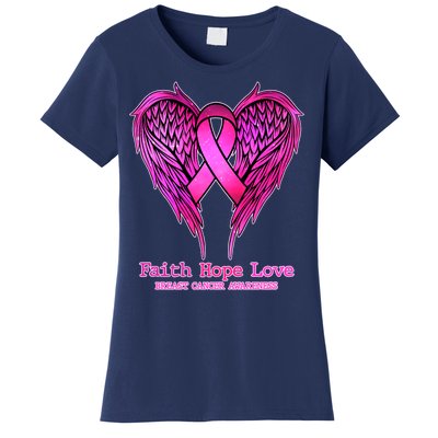 Faith Hope Love Breast Cancer Awareness Galaxy Wings Women's T-Shirt