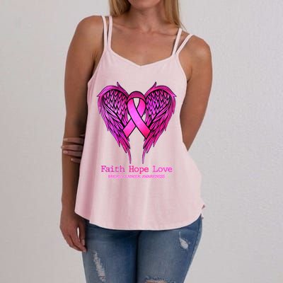 Faith Hope Love Breast Cancer Awareness Galaxy Wings Women's Strappy Tank