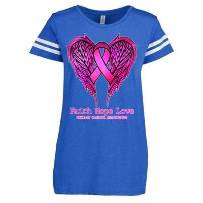 Faith Hope Love Breast Cancer Awareness Galaxy Wings Enza Ladies Jersey Football T-Shirt