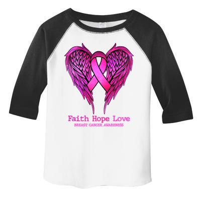 Faith Hope Love Breast Cancer Awareness Galaxy Wings Toddler Fine Jersey T-Shirt