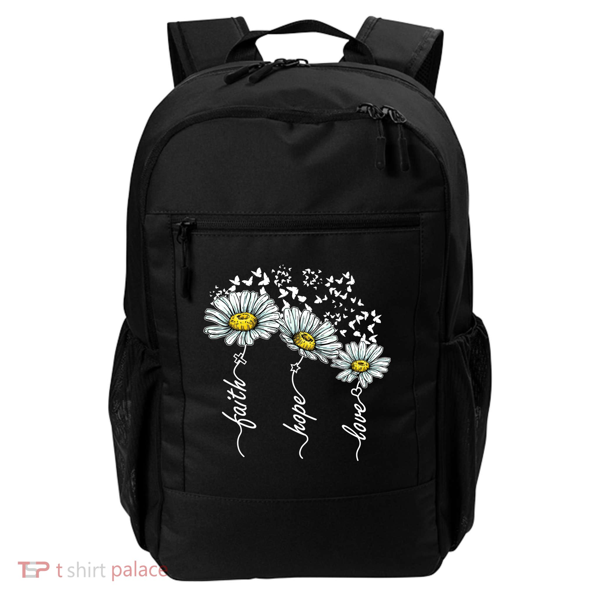 Faith Hope Love Butterflies Daisies Religious Daily Commute Backpack
