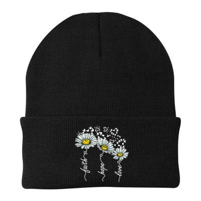 Faith Hope Love Butterflies Daisies Religious Beanie