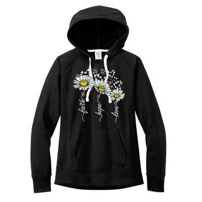 Faith Hope Love Butterflies Daisies Religious Women's Fleece Hoodie