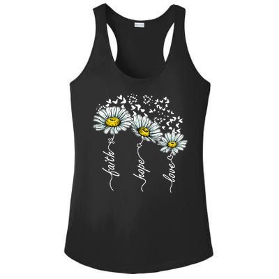 Faith Hope Love Butterflies Daisies Religious Ladies PosiCharge Competitor Racerback Tank