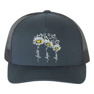 Faith Hope Love Butterflies Daisies Religious Yupoong Adult 5-Panel Trucker Hat