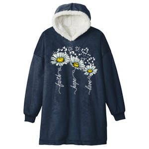 Faith Hope Love Butterflies Daisies Religious Hooded Wearable Blanket