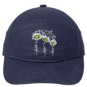 Faith Hope Love Butterflies Daisies Religious 7-Panel Snapback Hat