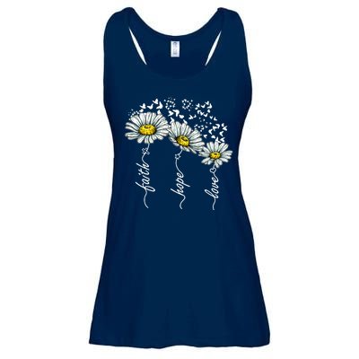 Faith Hope Love Butterflies Daisies Religious Ladies Essential Flowy Tank