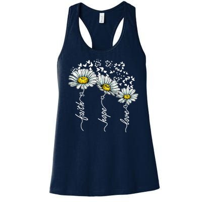 Faith Hope Love Butterflies Daisies Religious Women's Racerback Tank