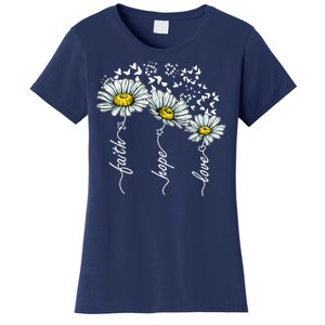 Faith Hope Love Butterflies Daisies Religious Women's T-Shirt