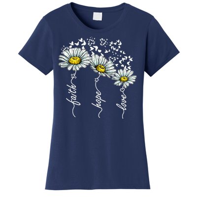 Faith Hope Love Butterflies Daisies Religious Women's T-Shirt