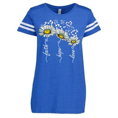 Faith Hope Love Butterflies Daisies Religious Enza Ladies Jersey Football T-Shirt