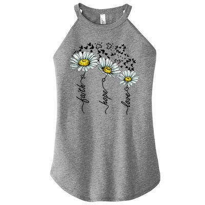 Faith Hope Love Butterflies Daisies Religious Women's Perfect Tri Rocker Tank