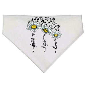 Faith Hope Love Butterflies Daisies Religious USA-Made Doggie Bandana