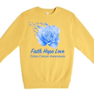 Faith Hope Love Colon Cancer Awareness Premium Crewneck Sweatshirt