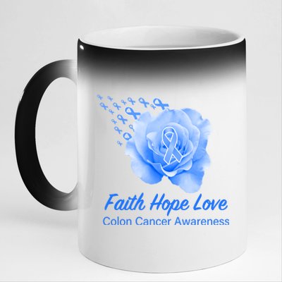 Faith Hope Love Colon Cancer Awareness 11oz Black Color Changing Mug