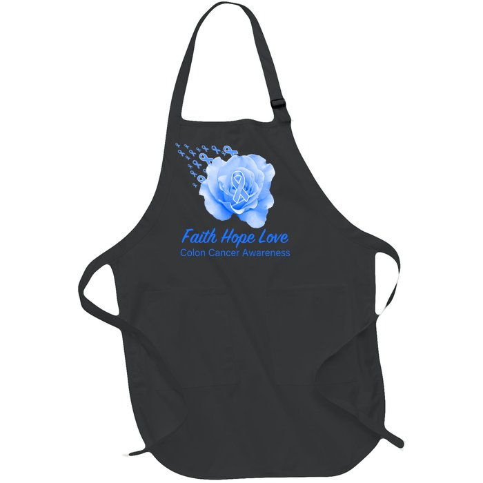 Faith Hope Love Colon Cancer Awareness Full-Length Apron With Pockets