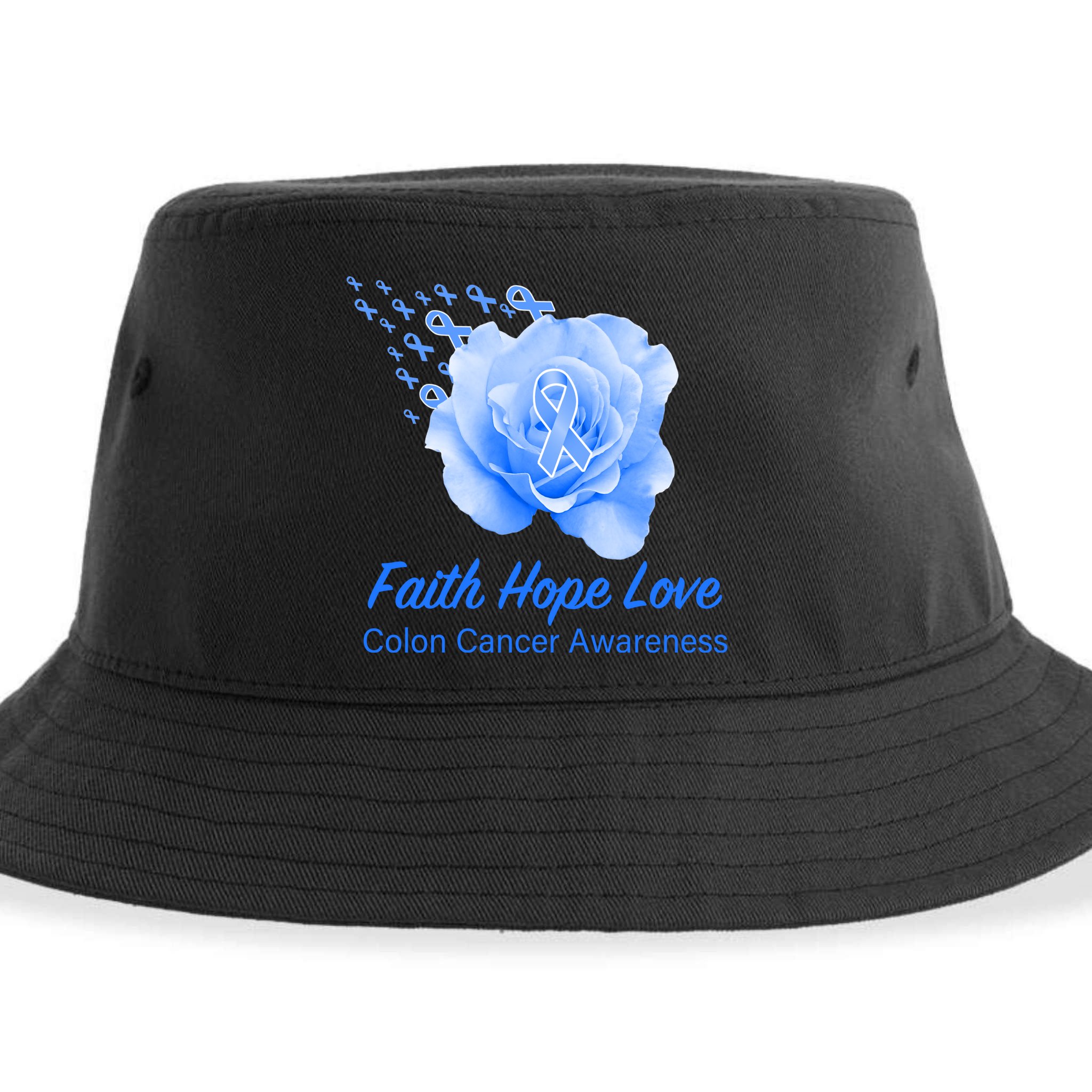 Faith Hope Love Colon Cancer Awareness Sustainable Bucket Hat