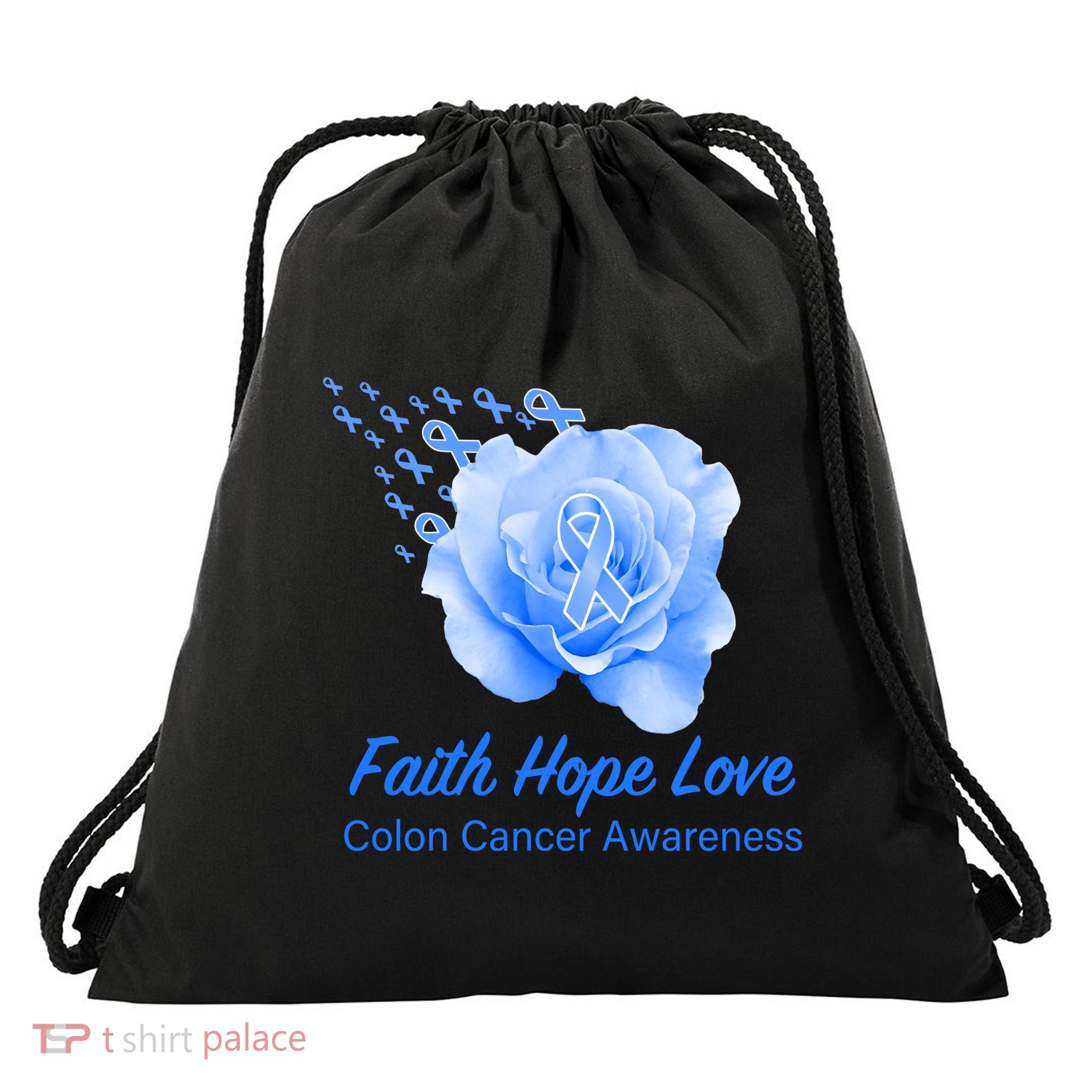 Faith Hope Love Colon Cancer Awareness Drawstring Bag