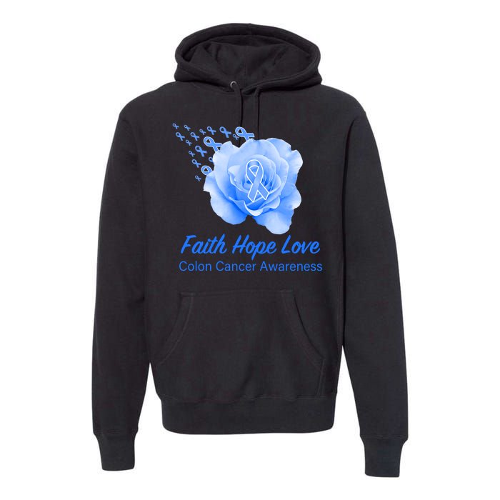 Faith Hope Love Colon Cancer Awareness Premium Hoodie