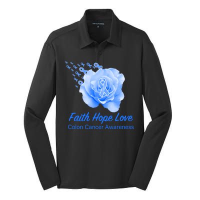 Faith Hope Love Colon Cancer Awareness Silk Touch Performance Long Sleeve Polo