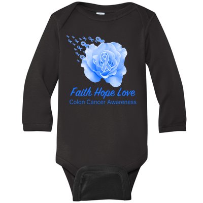 Faith Hope Love Colon Cancer Awareness Baby Long Sleeve Bodysuit