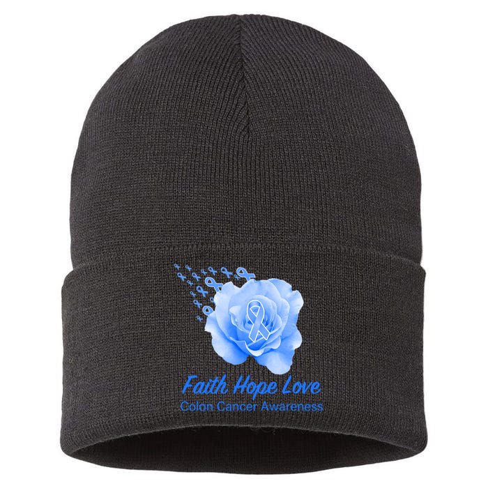 Faith Hope Love Colon Cancer Awareness Sustainable Knit Beanie